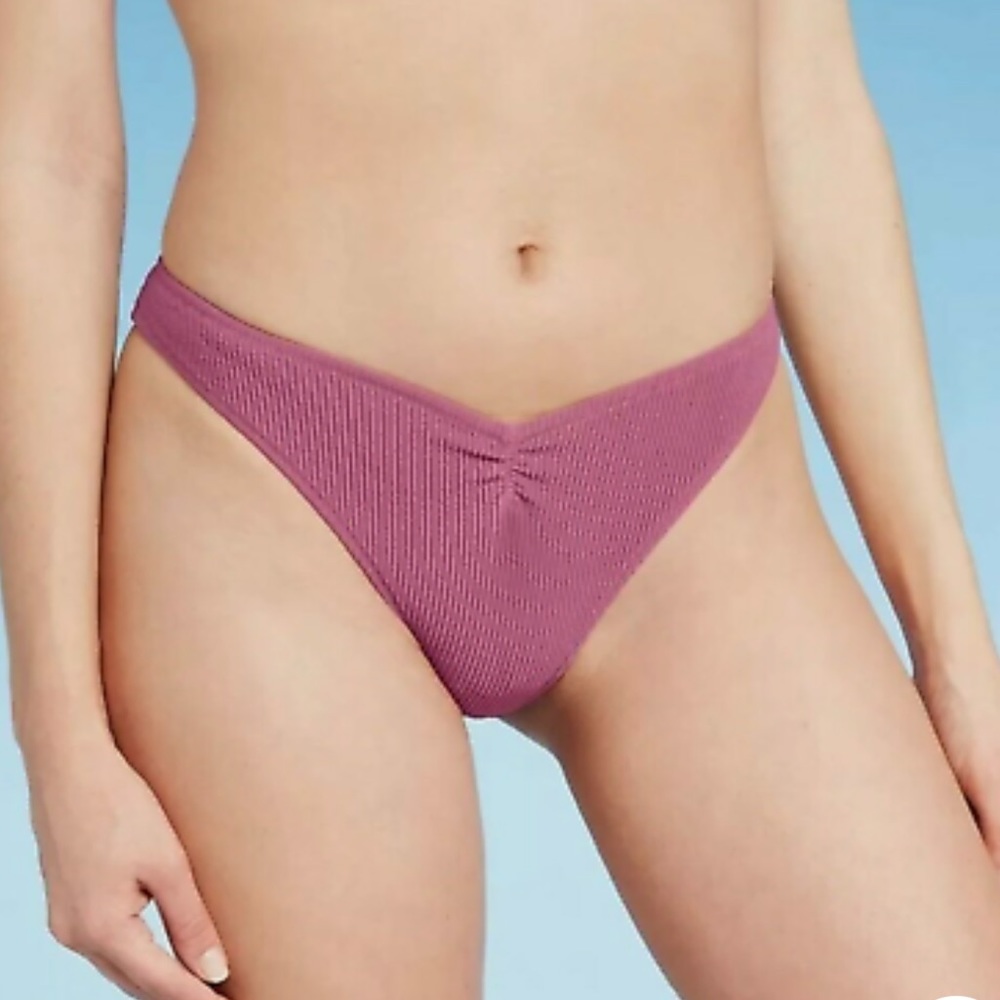 Women’s Ribbed V-Front Extra Cheeky Bikini Bottom Shade & Shore Size: XL